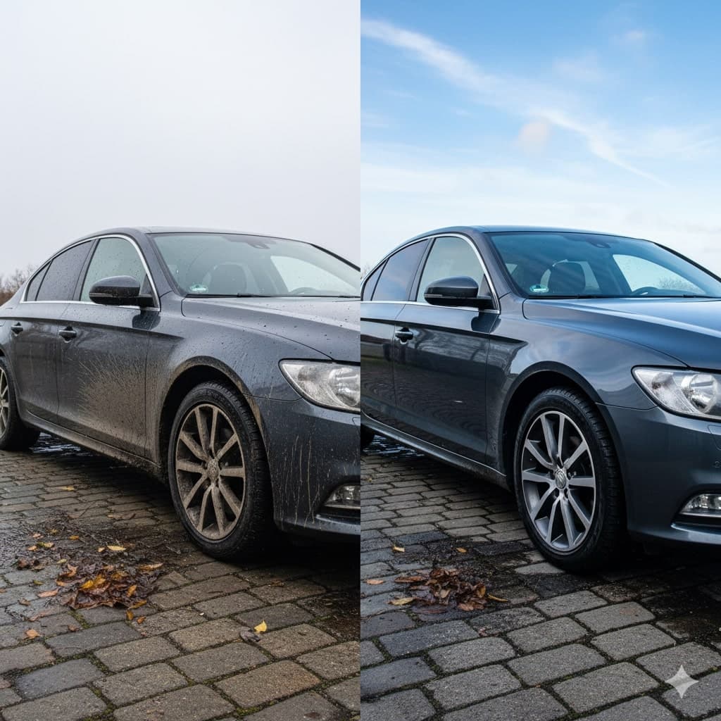 Vorher/Nachher – Außenreinigung Limousine